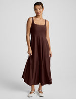 Featherweight At The Ready Square Neck Midi Dress