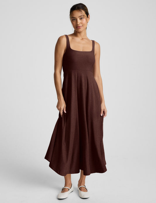 Featherweight At The Ready Square Neck Midi Dress