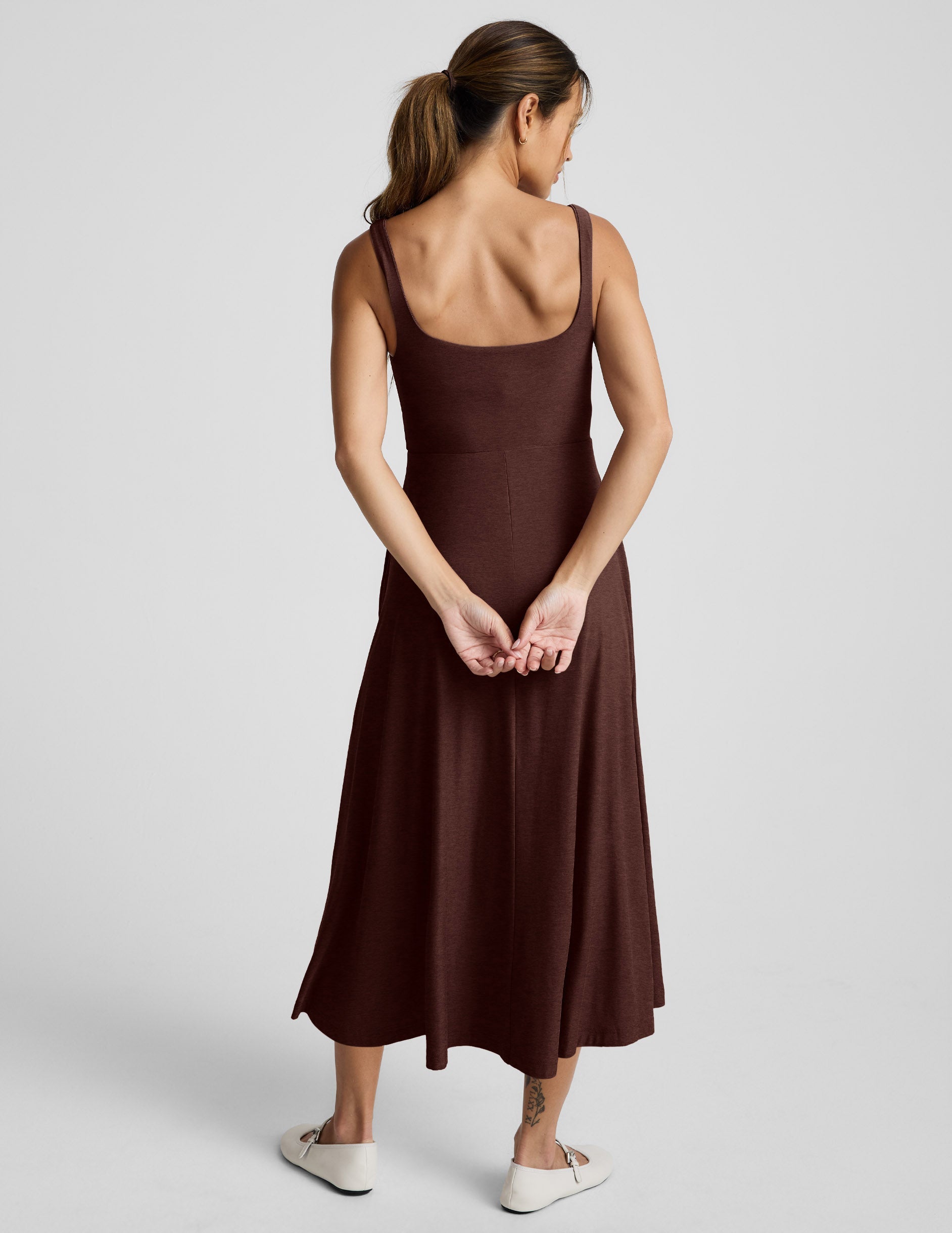 Featherweight At The Ready Square Neck Midi Dress