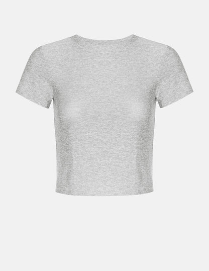 grey short sleeve baby tee.