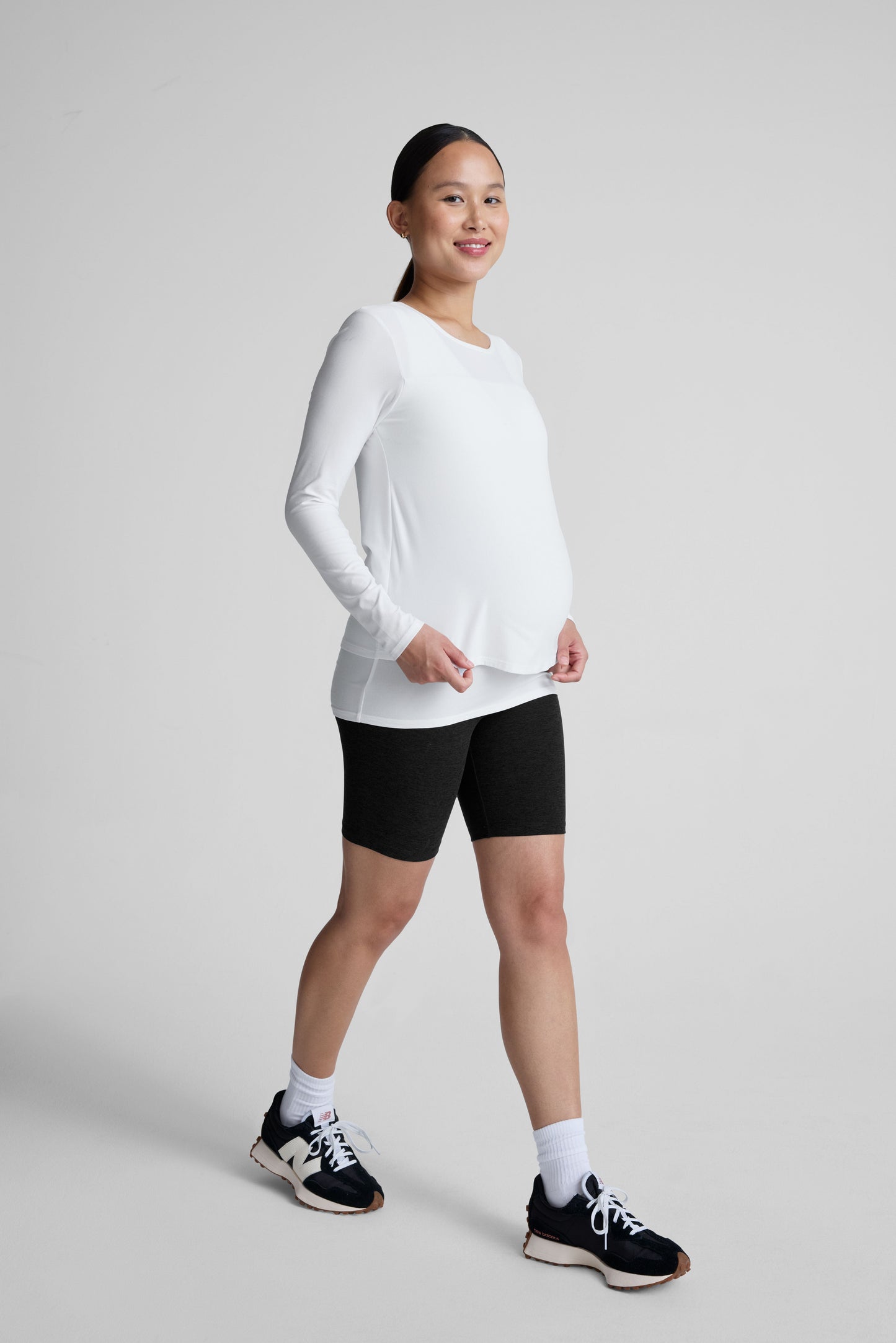 white long sleeve nursing top.