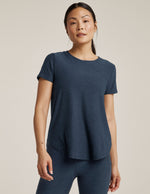 blue t-shirt.