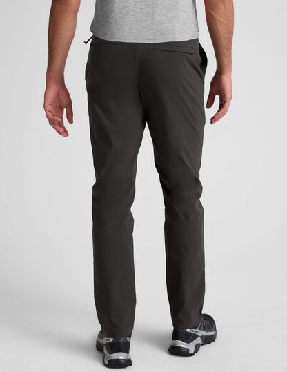 Back view of charcoal Essential Men's Chino 30" Trouser featuring a straight leg fit, belt loops, and rear welt pockets.