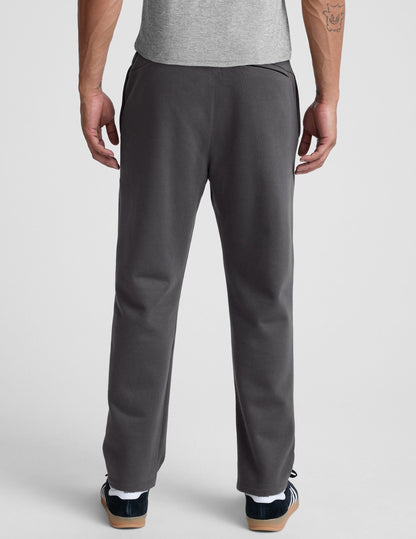 Rear view of charcoal LuxeFleece Men's Straight Leg Pant, featuring a relaxed straight-leg fit and smooth fleece fabric.