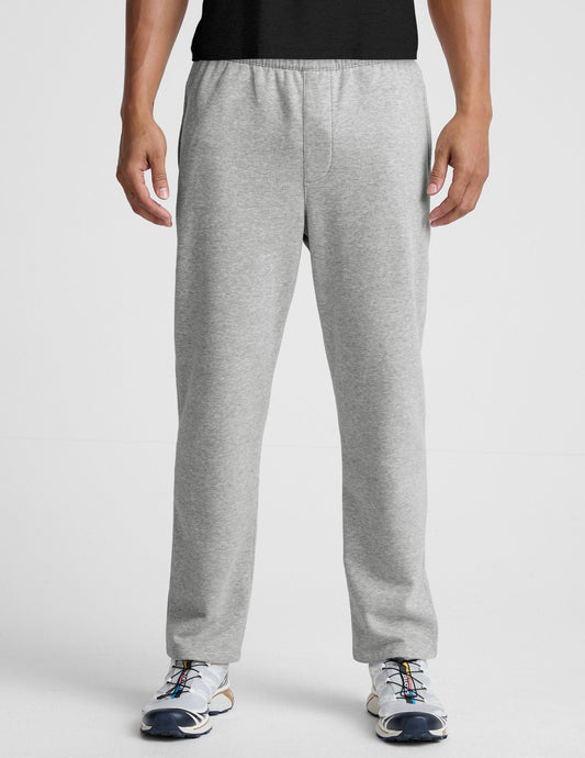 Front view of gray marled LuxeFleece Men's Straight Leg Pant with a relaxed fit and elastic waistband.