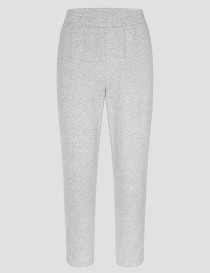 LuxeFleece Men's Straight Leg Pant in light gray marled fleece with an elastic waistband and a relaxed, straight-leg fit.
