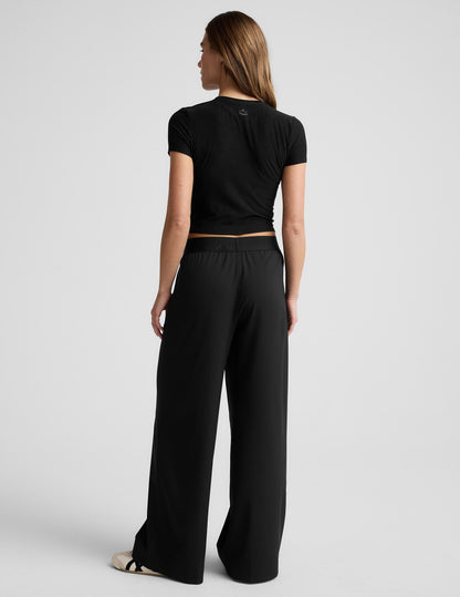 Rear view of the black Elasticated Trouser Pant 29" showing the wide-leg silhouette and mid-rise elastic waistband.