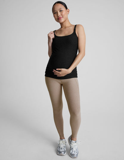 black nursing tank with adjustable straps.