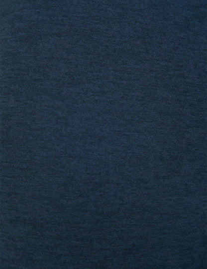 Close-up of the soft marled navy blue fabric texture of the Spacedye Keep Pace 5" Biker Short.