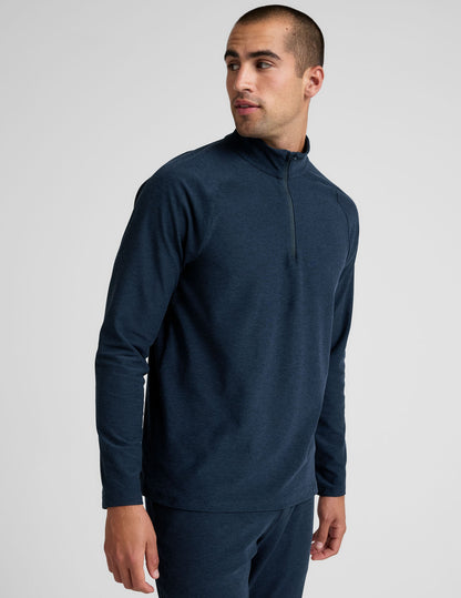 blue men's quarter zip pullover.