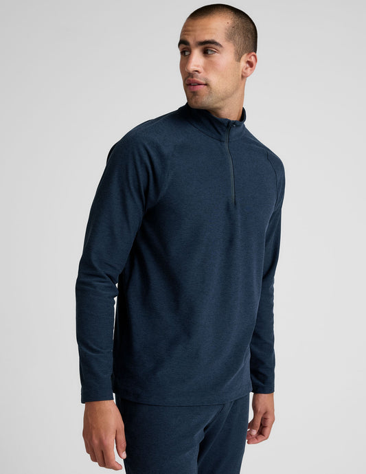 blue men's quarter zip pullover.