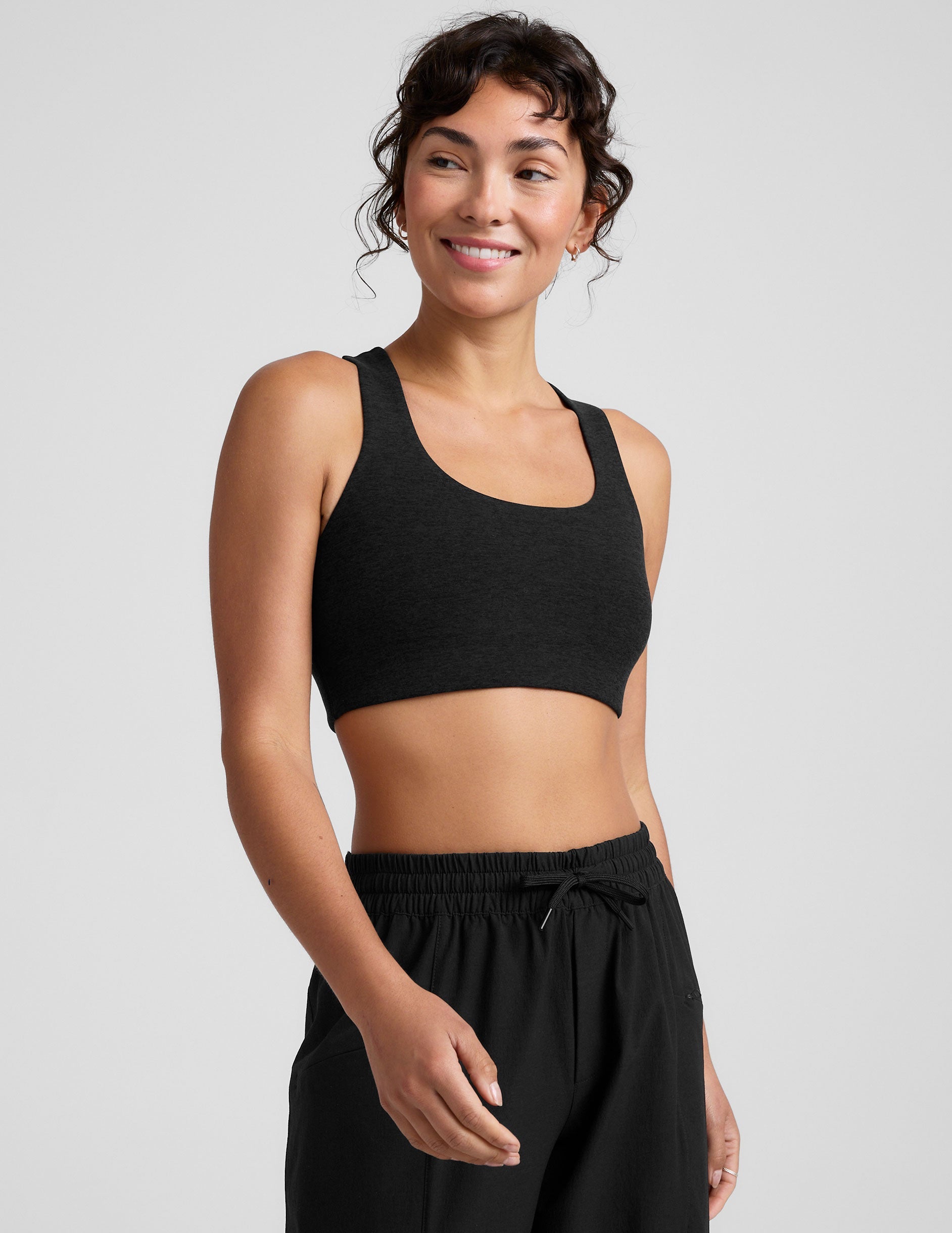 black long line racerback bra.